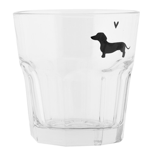 Set 6 pahare sticla neagra transparenta Catelus Ø 8x8 cm / 200 ml
