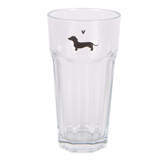 Set 6 pahare sticla transparenta neagra Catelus Ø 8x15 cm / 320 ml