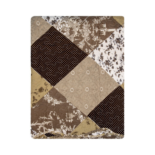 Cuvertura textil matlasat maro alb Flowers 180x250 cm