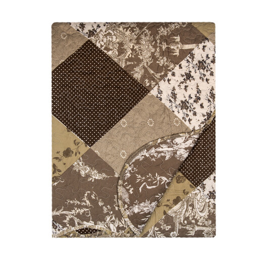 Cuvertura textil matlasat maro alb Flowers 230x250 cm