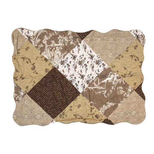 Cuvertura textil matlasat maro alb Flowers 230x250 cm