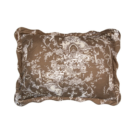 Cuvertura textil matlasat maro alb Flowers 230x250 cm