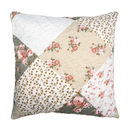 Fata perna textil matlasat Flowers 50x50 cm