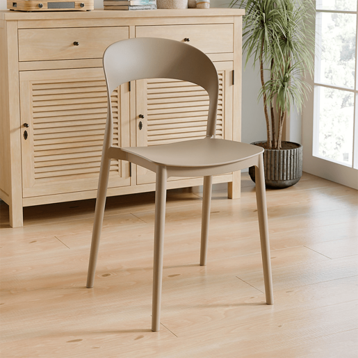 Scaun stivuibil plastic bej Radana 44x47x77 cm