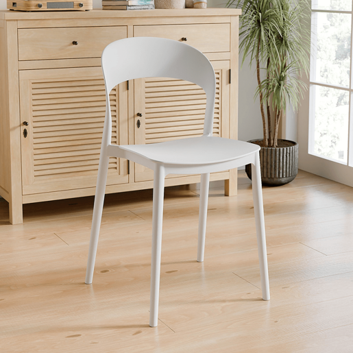 Scaun stivuibil plastic alb Radana 44x47x77 cm