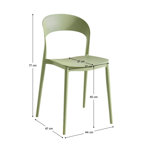 Scaun stivuibil plastic verde Radana 44x47x77 cm