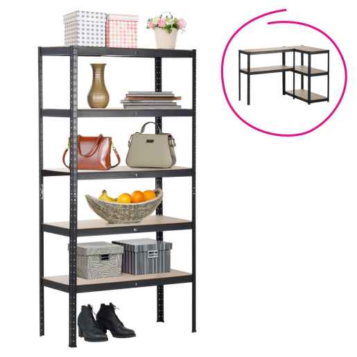 Raft pardoseala mdf stejar metal negru Radman 90x40x180 cm