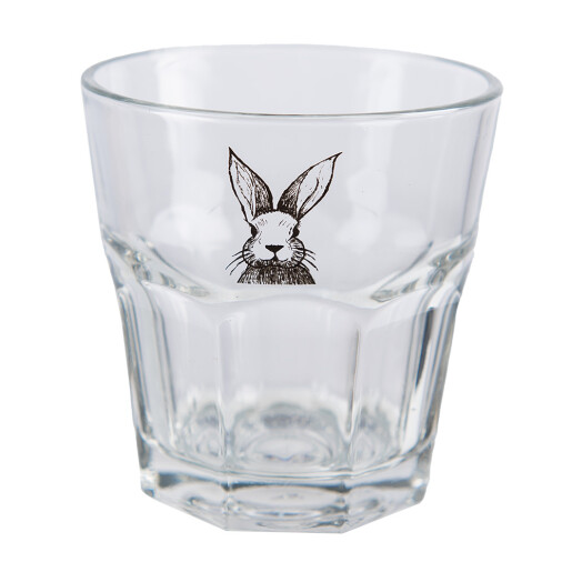 Set 6 pahare sticla transparenta neagra Iepuras 8x8 cm, 200 ml