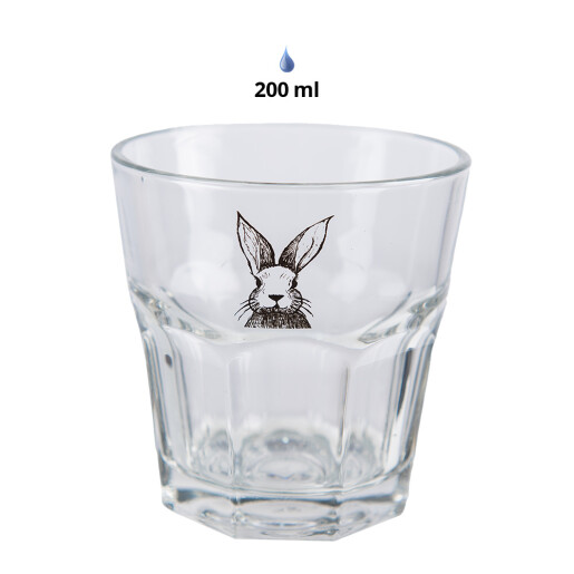 Set 6 pahare sticla transparenta neagra Iepuras 8x8 cm, 200 ml