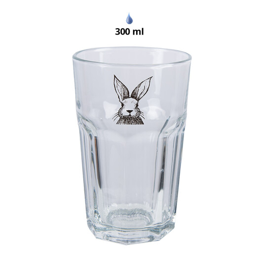 Set 6 pahare sticla transparenta neagra Iepuras 7x12 cm, 300 ml