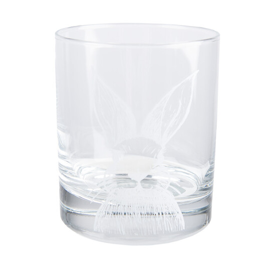 Set 6 pahare sticla transparenta alba Iepuras 7x9 cm, 300 ml