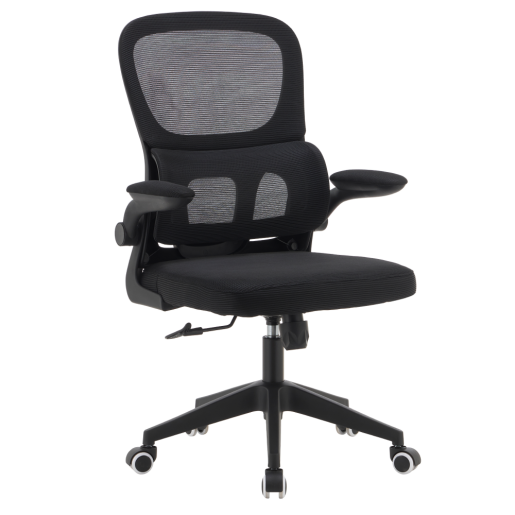 Scaun birou textil plasa neagra crom Rakin 63x60x100-108 cm