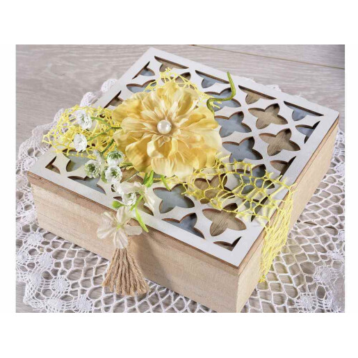 Set 3 flori artificiale Peonia galbena verde 18 cm