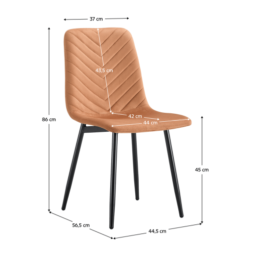 Scaun catifea teracota metal negru Ramita 44.5x56.5x86 cm