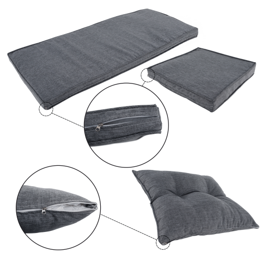 Set mobilier gradina ratan sintetic natur gri Randi 194/144x54x82 cm