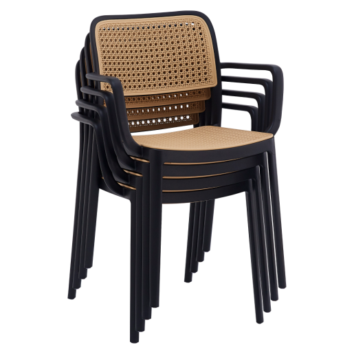 Scaun plastic negru bej Ravid 57x54x80,5cm