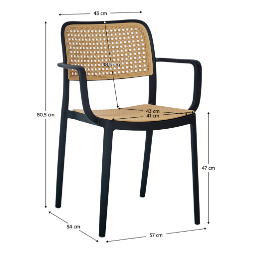 Scaun plastic negru bej Ravid 57x54x80,5cm
