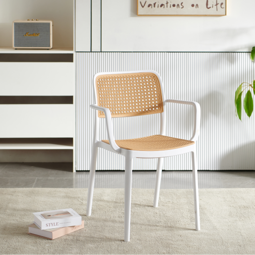 Scaun stivuibil alb bej Ravid 58x55x81.5 cm