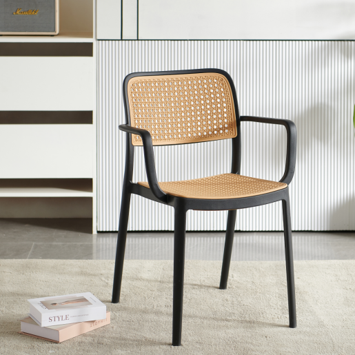Scaun stivuibil negru bej Ravid 58x55x81.5 cm
