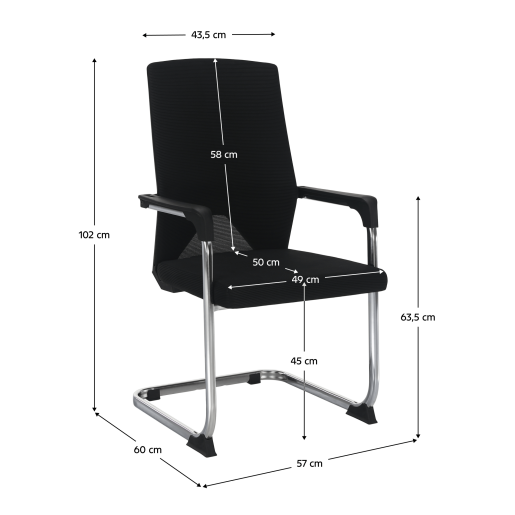 Scaun conferinta negru Ravil 57x60x102 cm