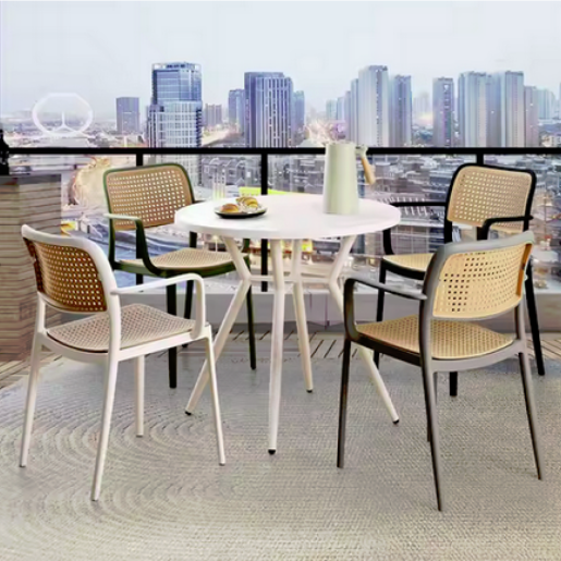 Scaun plastic negru bej Ravid 57x54x80,5cm