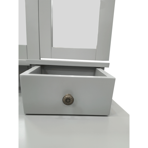 Masa de toaleta, cu taburet gri argintiu, Regina New, 80x40x142 cm