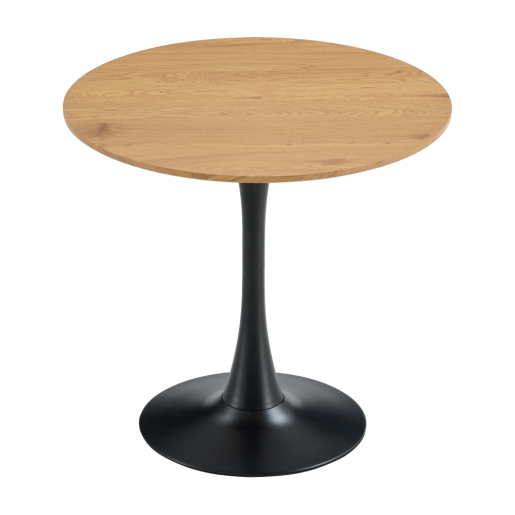 Masa rotunda sufragerie mdf infoliat stejar metal negru Reventon 80x74 cm