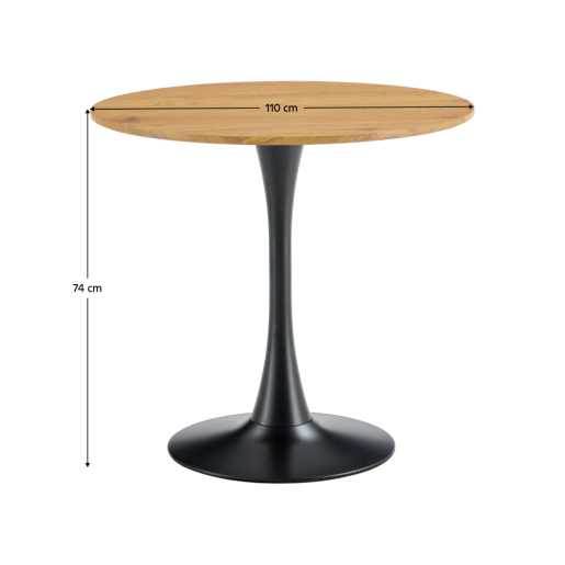 Masa dining MDF stejar metal negru Reventon 110x74 cm