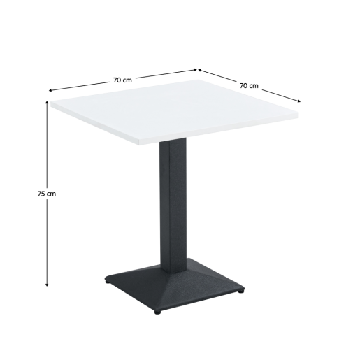Masa sufragerie, bistro,DTD laminat alb metal negru Rinaldo 70x70x75 cm