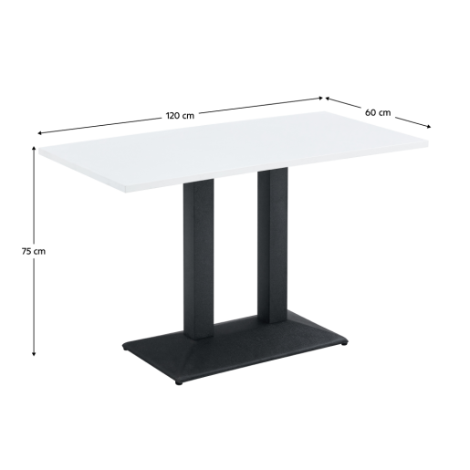 Masa sufragerie, bistro,DTD laminat alb metal negru Rinaldo 120x60x75 cm