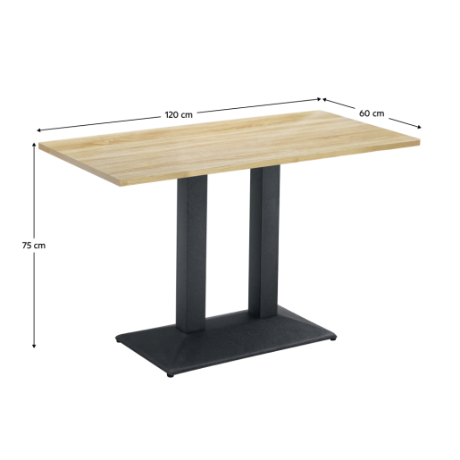 Masa metal negru DTD laminat stejar sonoma Rinaldo 120x60x75 cm