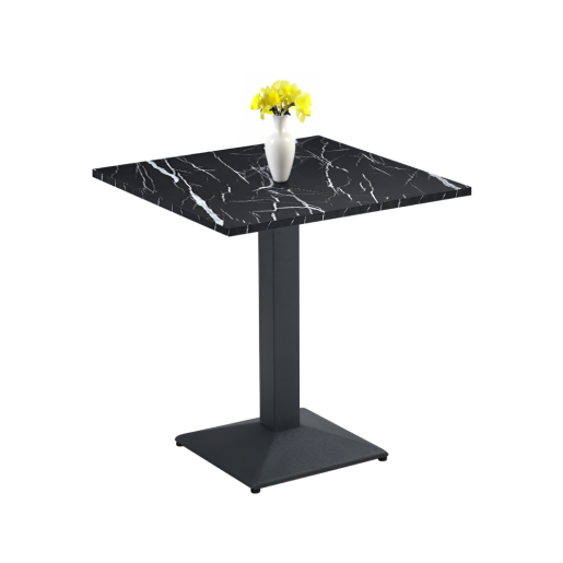 Masa sufragerie, bistro metal negru DTD marmorat Rinaldo 70x70x75 cm