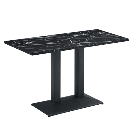 Masa sufragerie, bistro metal negru DTD marmorat Rinaldo 120x60x75 cm