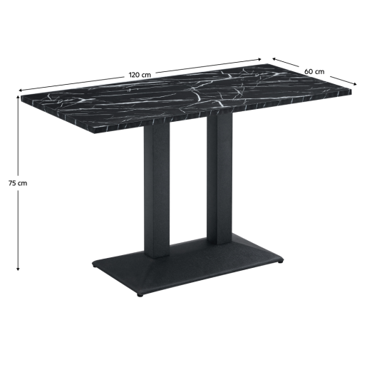 Masa sufragerie, bistro metal negru DTD marmorat Rinaldo 120x60x75 cm