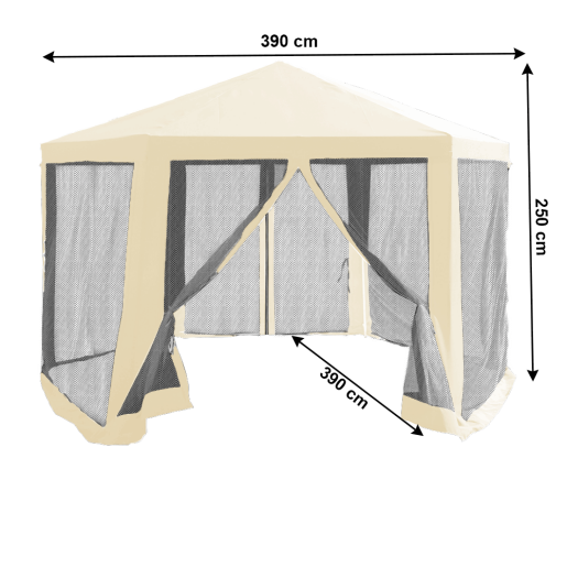 Pavilion pentru gradina din polietilena bej negru Ringe 3.9x3.9x2.5 m