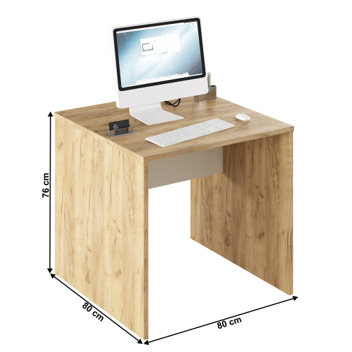 Birou mdf natur stejar artisan alb Rioma 80x80x76 cm