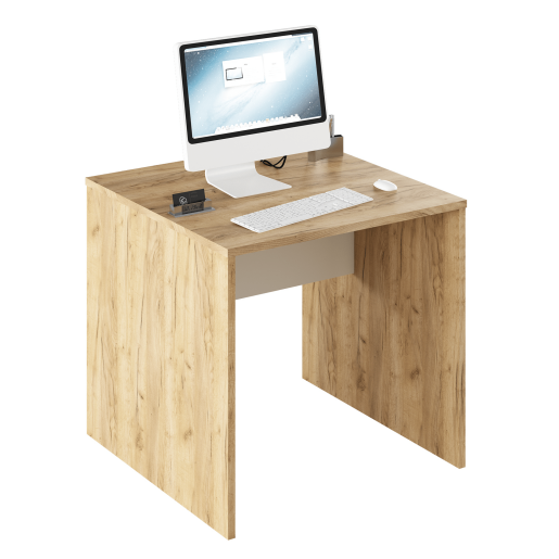 Birou mdf natur stejar artisan alb Rioma 80x80x76 cm