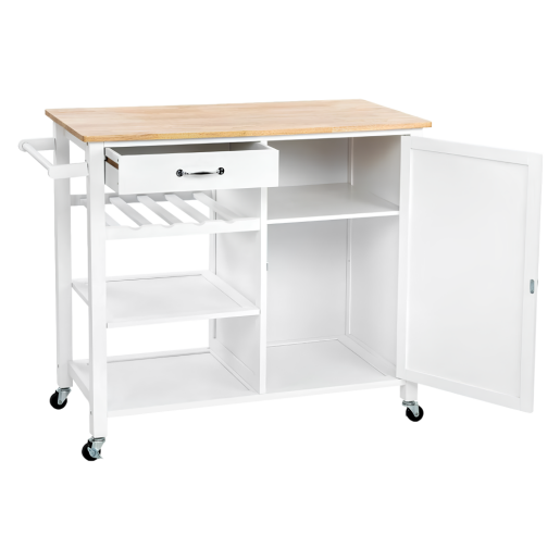 Carucior servire mdf alb furnir stejar Robins 101x49x90,7 cm