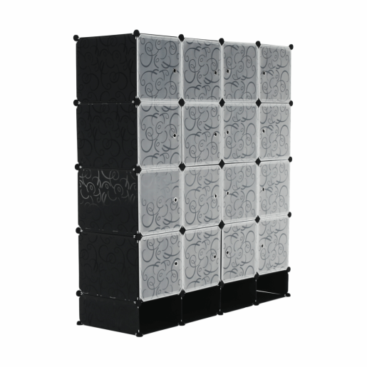 Dulap modular negru alb Rodan 147x47x165 cm