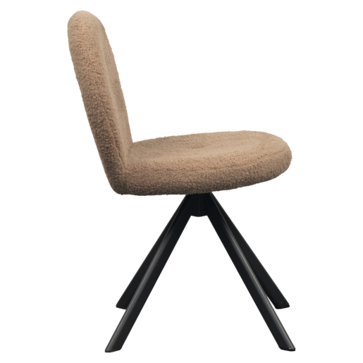 Scaun dining pivotant textil maro buclat metal negru Rodia 47x44x83 cm