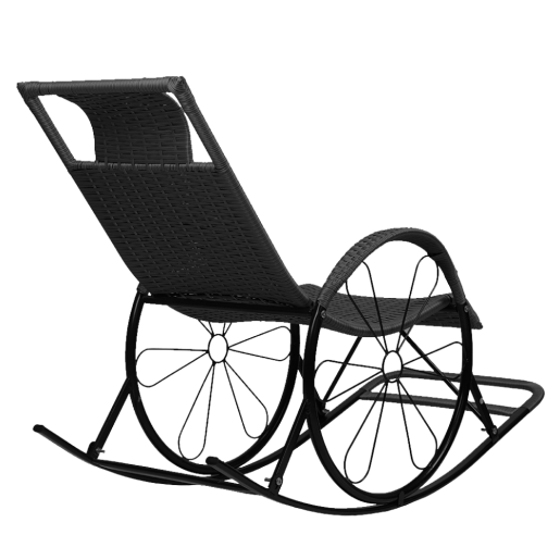Fotoliu balansoar ratan metal negru Rokin 61x149x90 cm