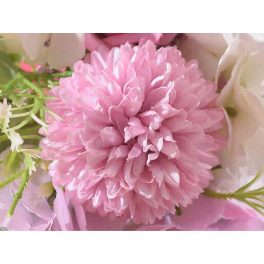 Buchet Hortensii si Trandafiri artificiali roz verzi 30 cm