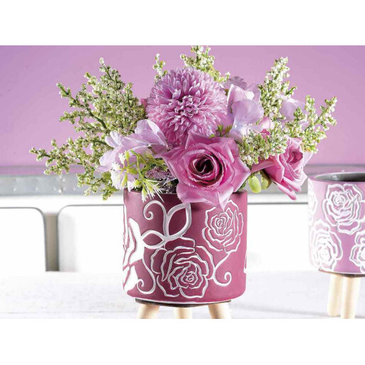 Buchet Hortensii si Trandafiri artificiali roz verzi 30 cm