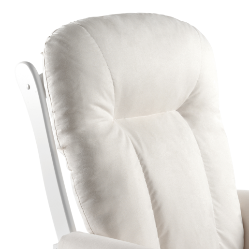 Fotoliu balansoar cu suport pentru picioare lemn alb textil crem Saford 71x81x104 cm, 50x39x38 cm