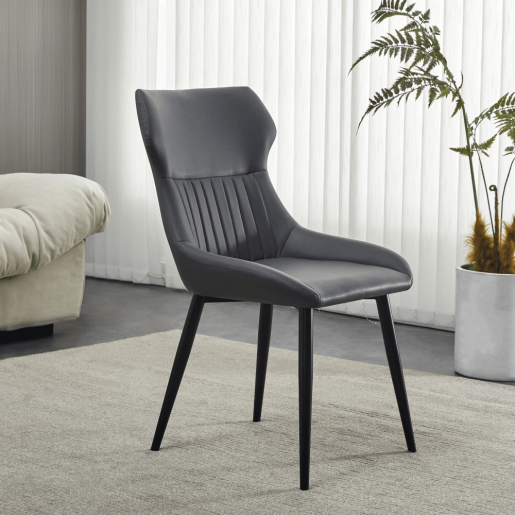 Scaun de dining gri metal negru Sagara 50x58x85.5 cm