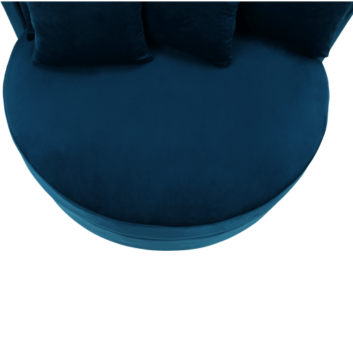 Fotoliu rotund tapiterie catifea albastra Saloto 115x115x58 cm