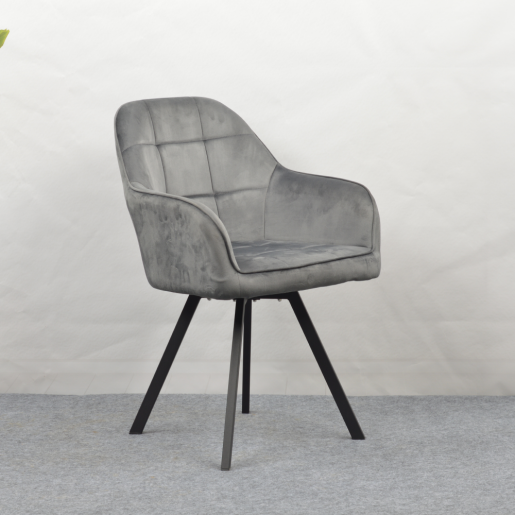 Fotoliu catifea gri metal negru pivotant Samanta 57x59x88 cm