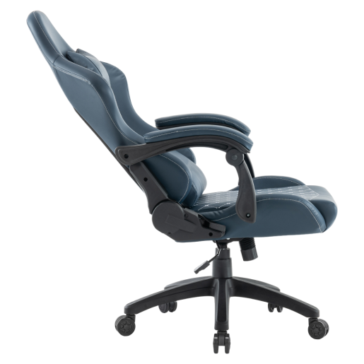 Scaun birou, gaming  piele ulei-ceruita albastra plastic negru Samie 72x70x130-139 cm