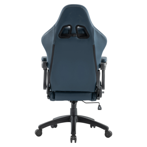 Scaun birou, gaming  piele ulei-ceruita albastra plastic negru Samie 72x70x130-139 cm