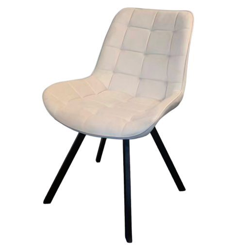 Scaun dining catifea bej metal negru Samira 55x61x87 cm